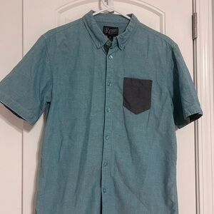Retrofit green and Gray Casual Button Down Shirt